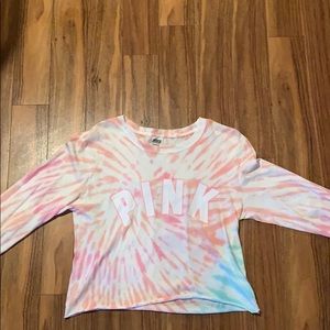 Long sleeve tie dyed pink Victoria secret tee